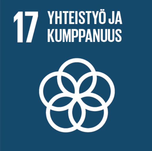 YK:n kestävän kehityksen tavoitteet 2030​, 17 yhteistyö ja kumppanuus, kuvake.
